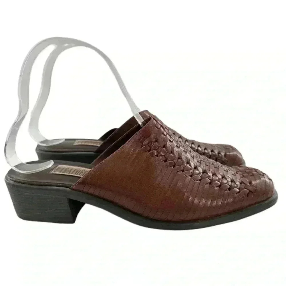 The leather collection heels size 7 brown leather 
Woven mules vintage 80s 90s